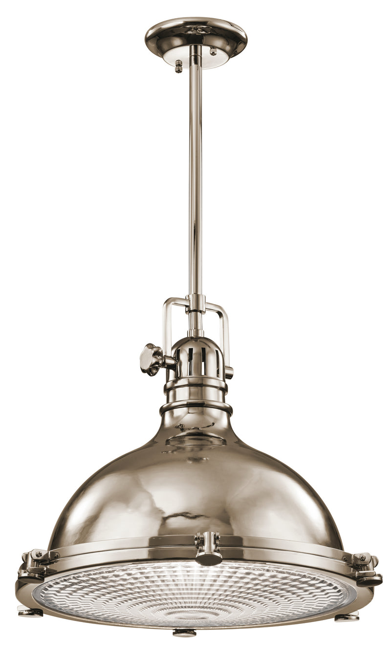 Kichler 2691PN One Light Pendant, Polished Nickel