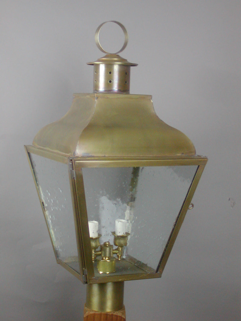 Genie House 45312ABSS Two Light Post Mount, Antique Brass