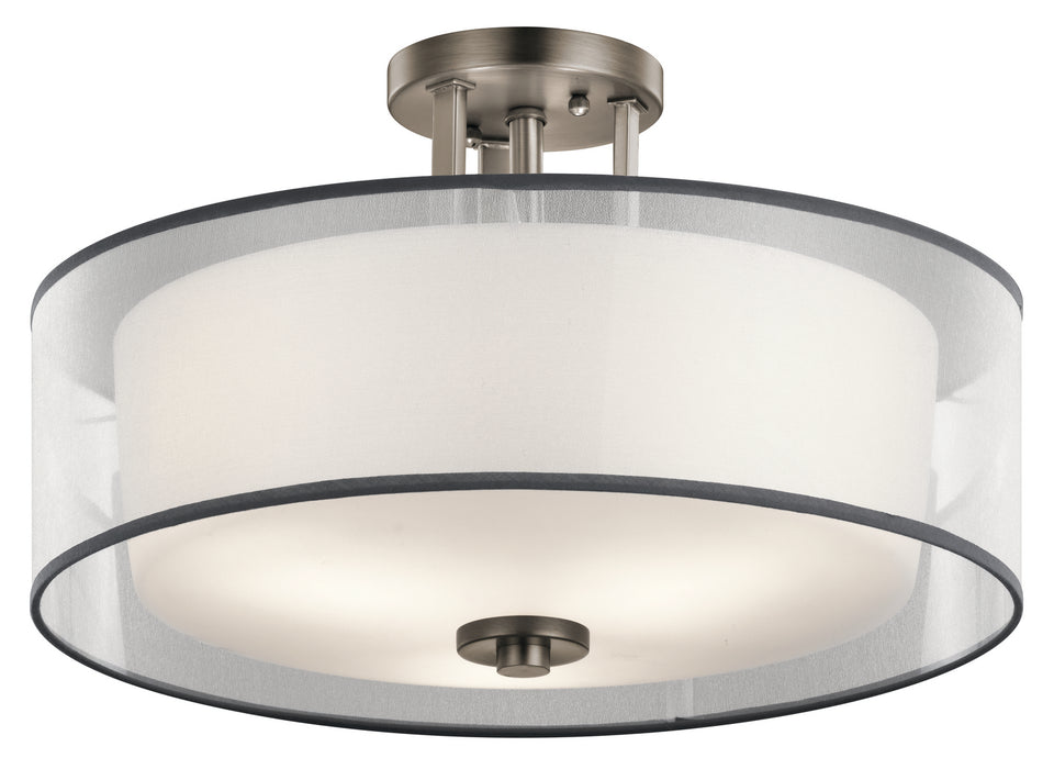 Kichler 43194AP Three Light Semi Flush Mount, Antique Pewter