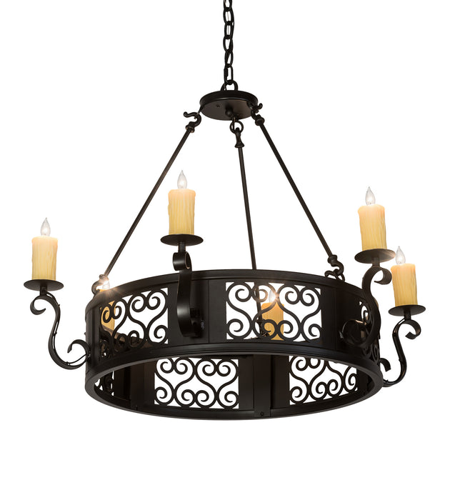 Meyda Tiffany 146660 Six Light Chandelier, Blackwash