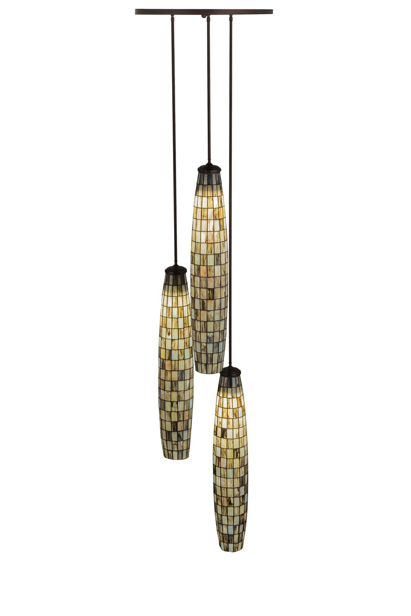 Meyda Tiffany 162956 Three Light Pendant, Black Metal,Mahogany Bronze