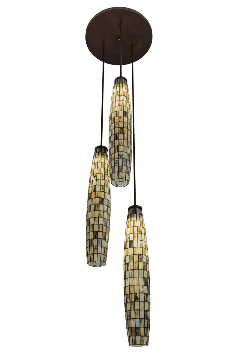 Meyda Tiffany 162956 Three Light Pendant, Black Metal,Mahogany Bronze