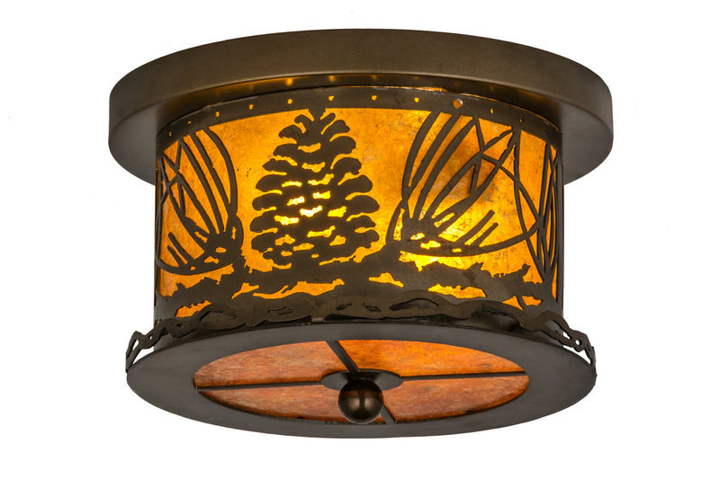 Meyda Tiffany 173198 Two Light Flushmount, Antique Copper