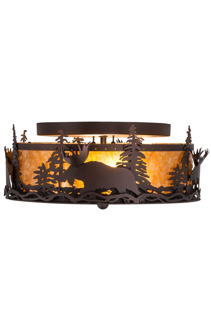 Meyda Tiffany 184267 Two Light Flushmount, Mahogany Bronze