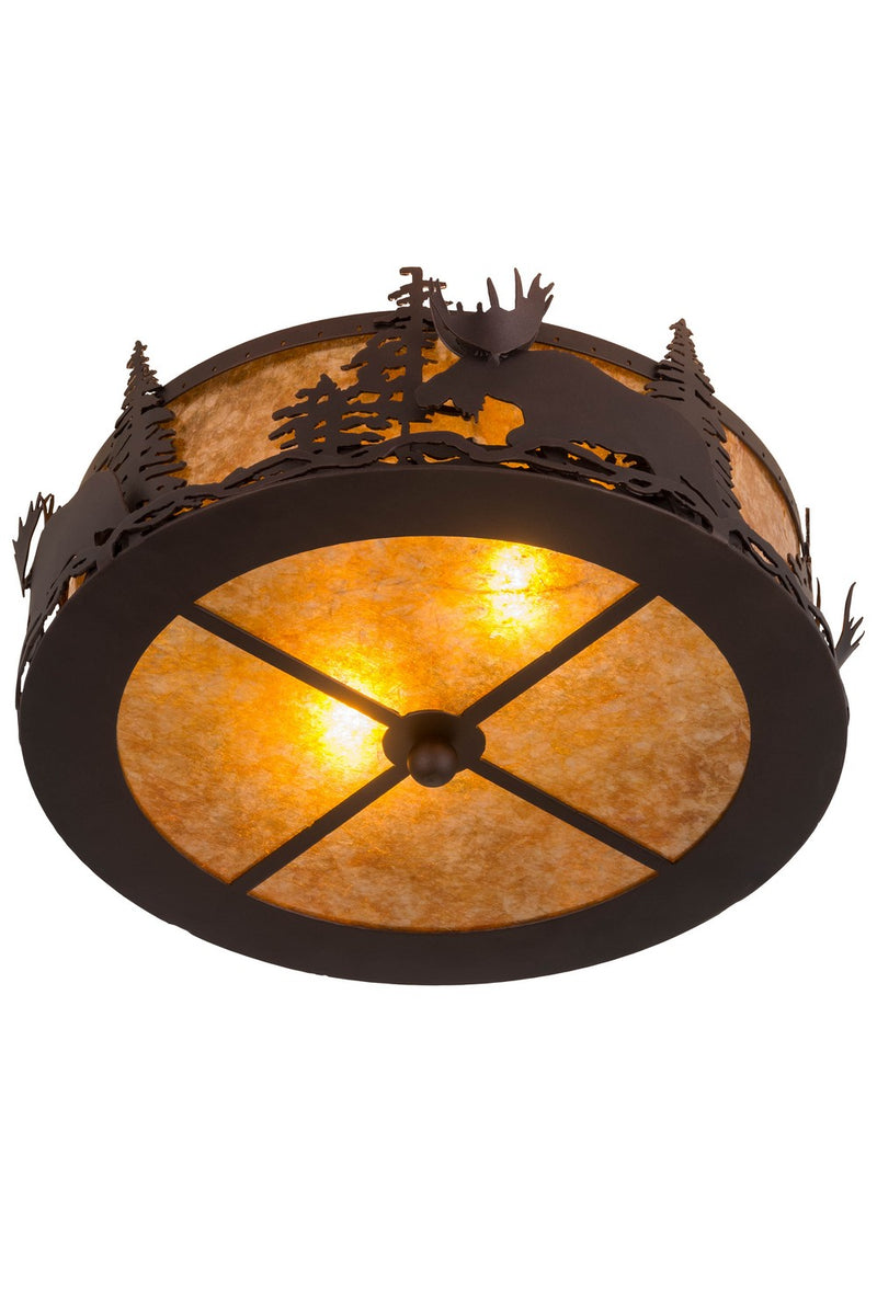 Meyda Tiffany 184267 Two Light Flushmount, Mahogany Bronze