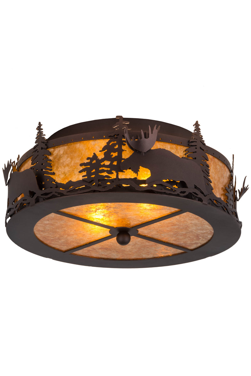 Meyda Tiffany 184267 Two Light Flushmount, Mahogany Bronze