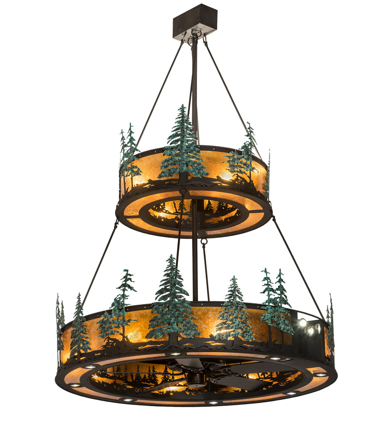 Meyda Tiffany 192444 27 Light Chandel-Air, Textured Black/Green Trees