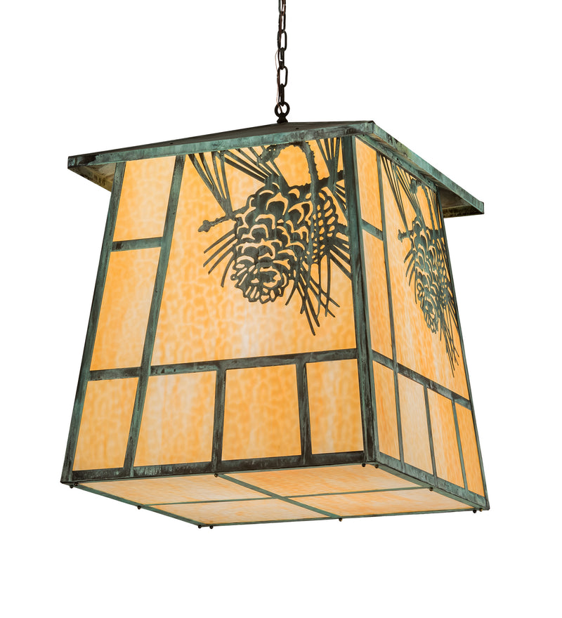 Meyda Tiffany 192917 Four Light Pendant, Craftsman Verdi