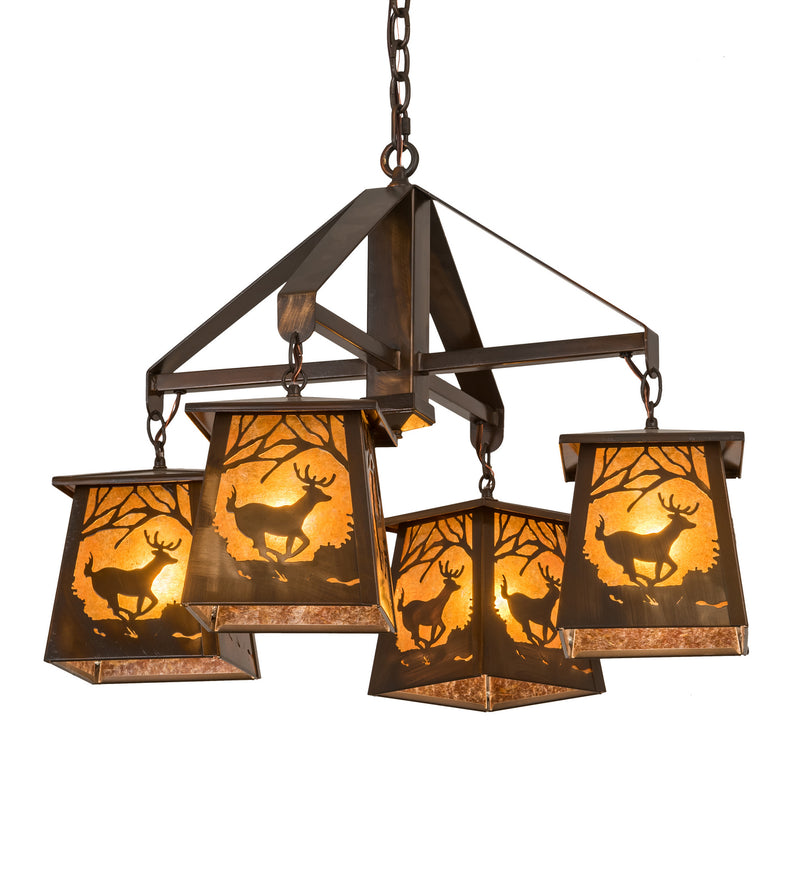 Meyda Tiffany 193548 Four Light Chandelier, Vintage Copper