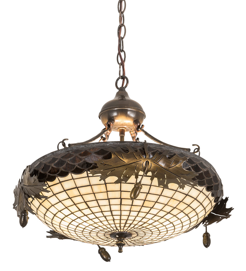 Meyda Tiffany 194015 Two Light Inverted Pendant, Antique Brass