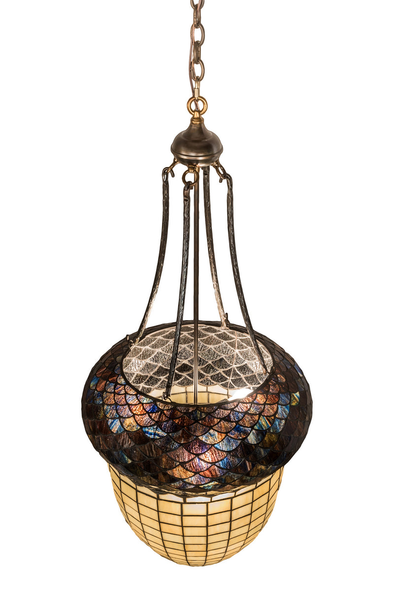 Meyda Tiffany 194421 Three Light Inverted Pendant, Antique Copper,Burnished