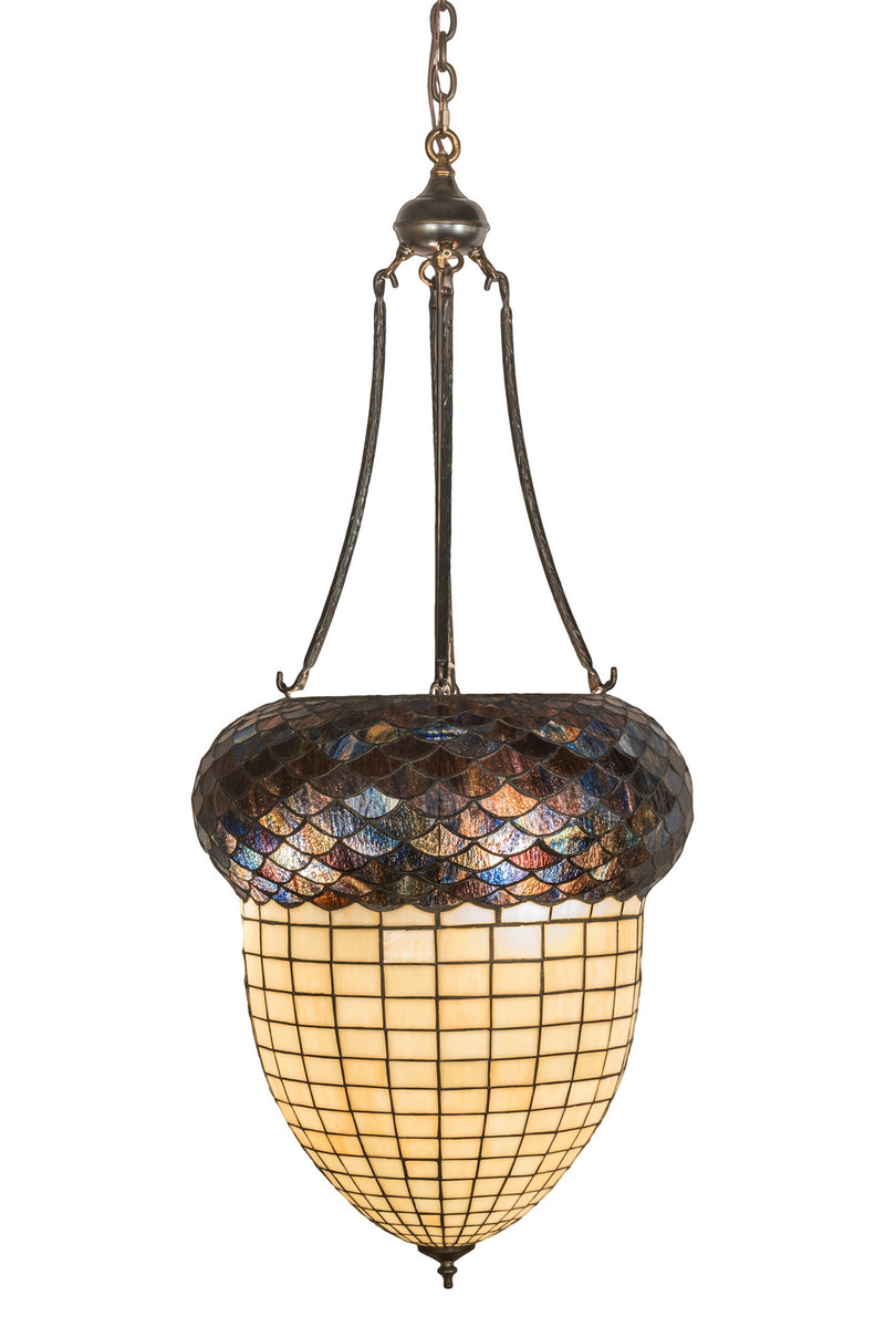 Meyda Tiffany 194421 Three Light Inverted Pendant, Antique Copper,Burnished