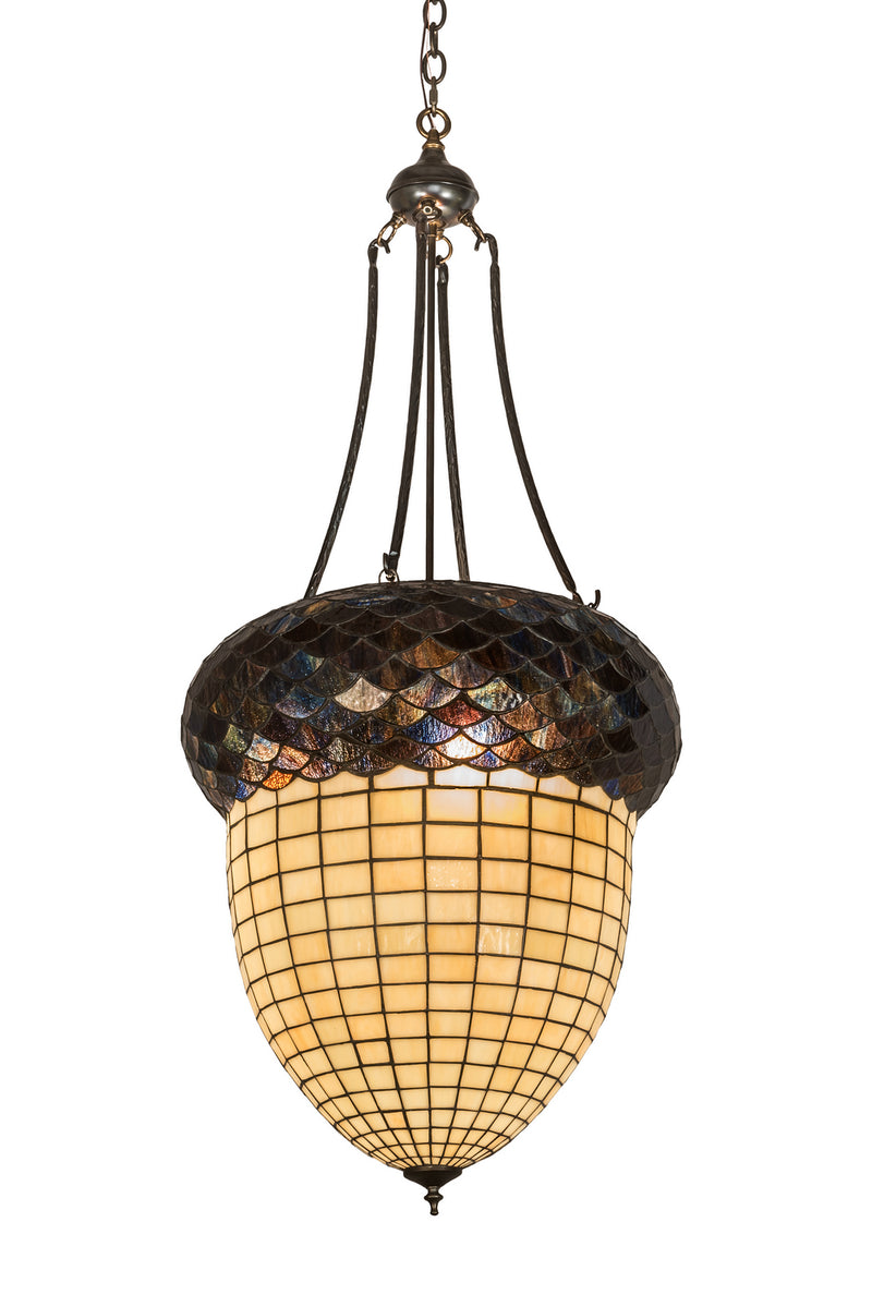 Meyda Tiffany 194421 Three Light Inverted Pendant, Antique Copper,Burnished