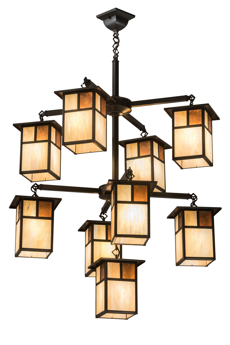 Meyda Tiffany 194824 Nine Light Chandelier, Craftsman Brown