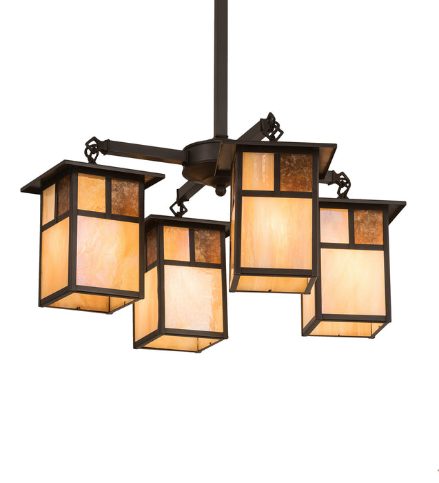 Meyda Tiffany 194838 Four Light Chandelier, Craftsman Brown