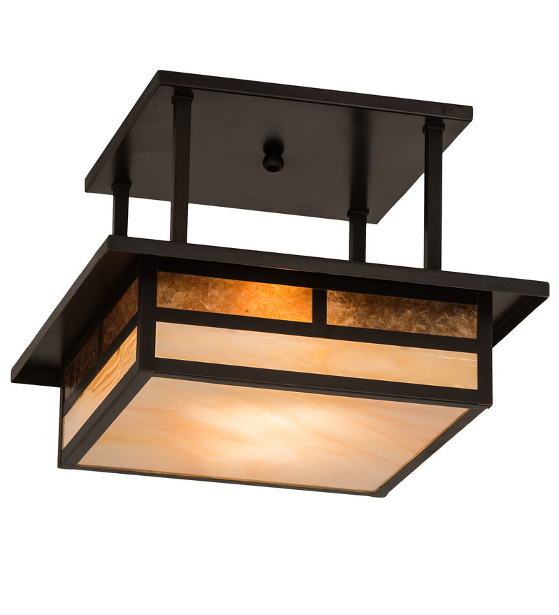 Meyda Tiffany 194859 Two Light Flushmount, Craftsman Brown