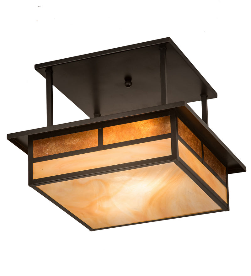 Meyda Tiffany 194862 Two Light Flushmount, Craftsman Brown