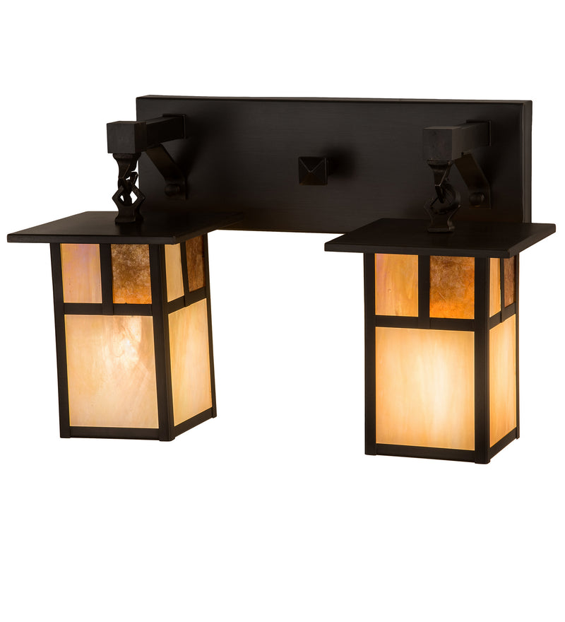 Meyda Tiffany 194879 Two Light Vanity, Craftsman Brown