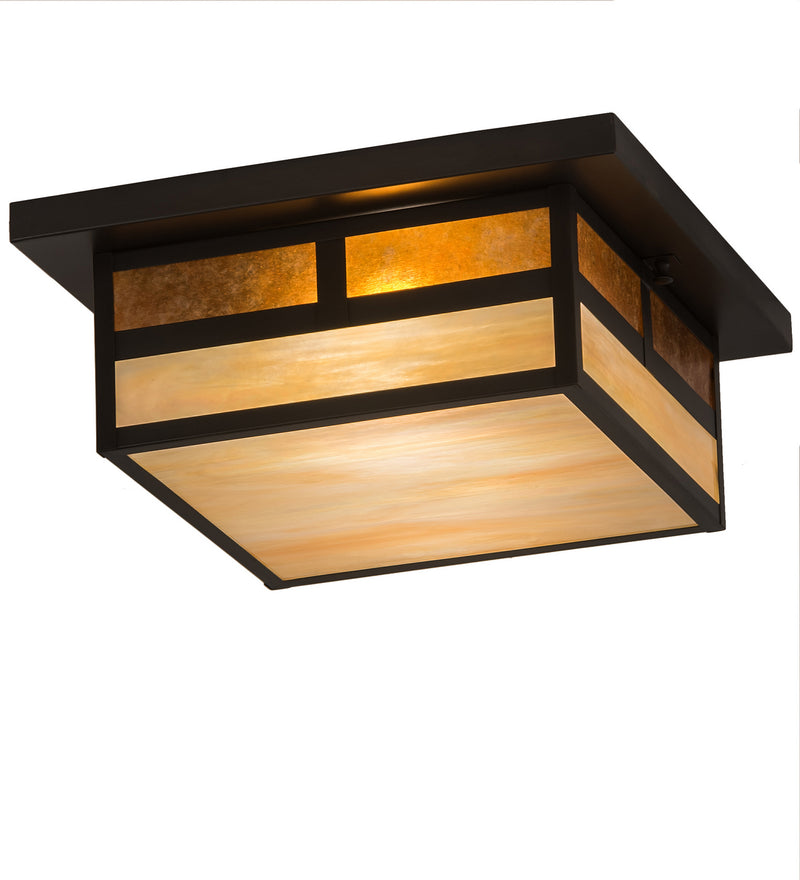 Meyda Tiffany 194880 Two Light Flushmount, Craftsman Brown