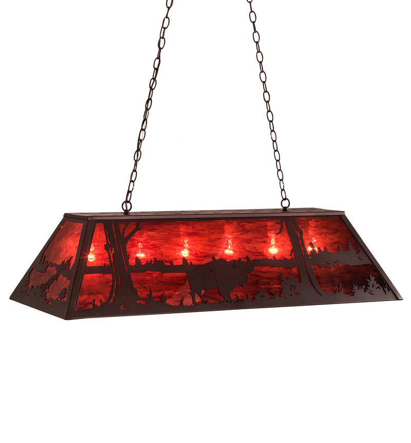 Meyda Tiffany 195196 Six Light Oblong Pendant, Mahogany Bronze