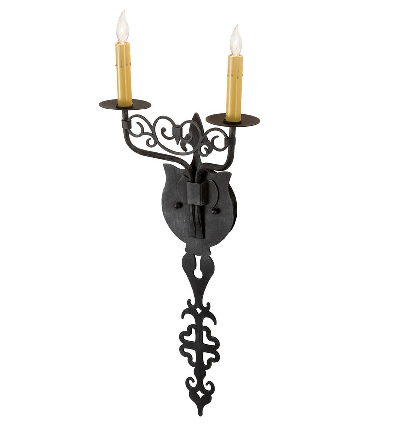 Meyda Tiffany 196246 Two Light Wall Sconce, Antique Iron Gate