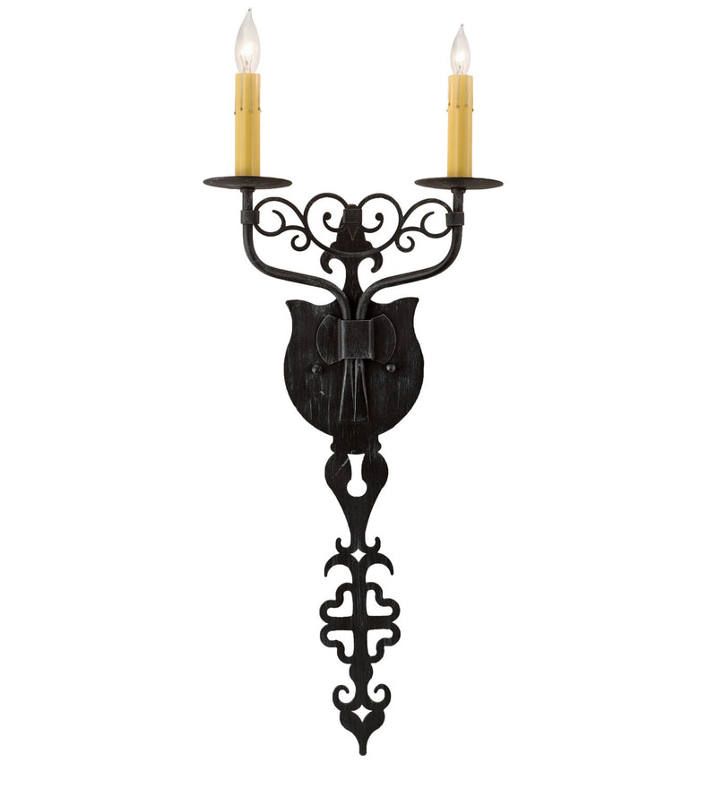 Meyda Tiffany 196246 Two Light Wall Sconce, Antique Iron Gate