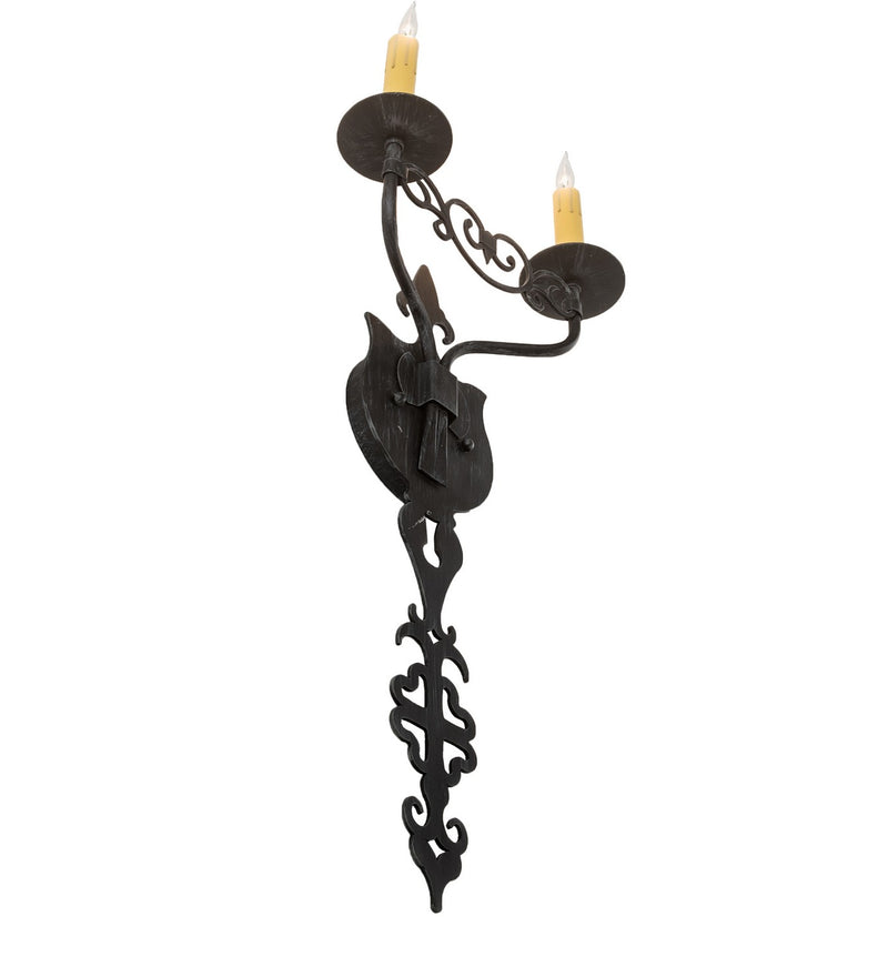 Meyda Tiffany 196246 Two Light Wall Sconce, Antique Iron Gate