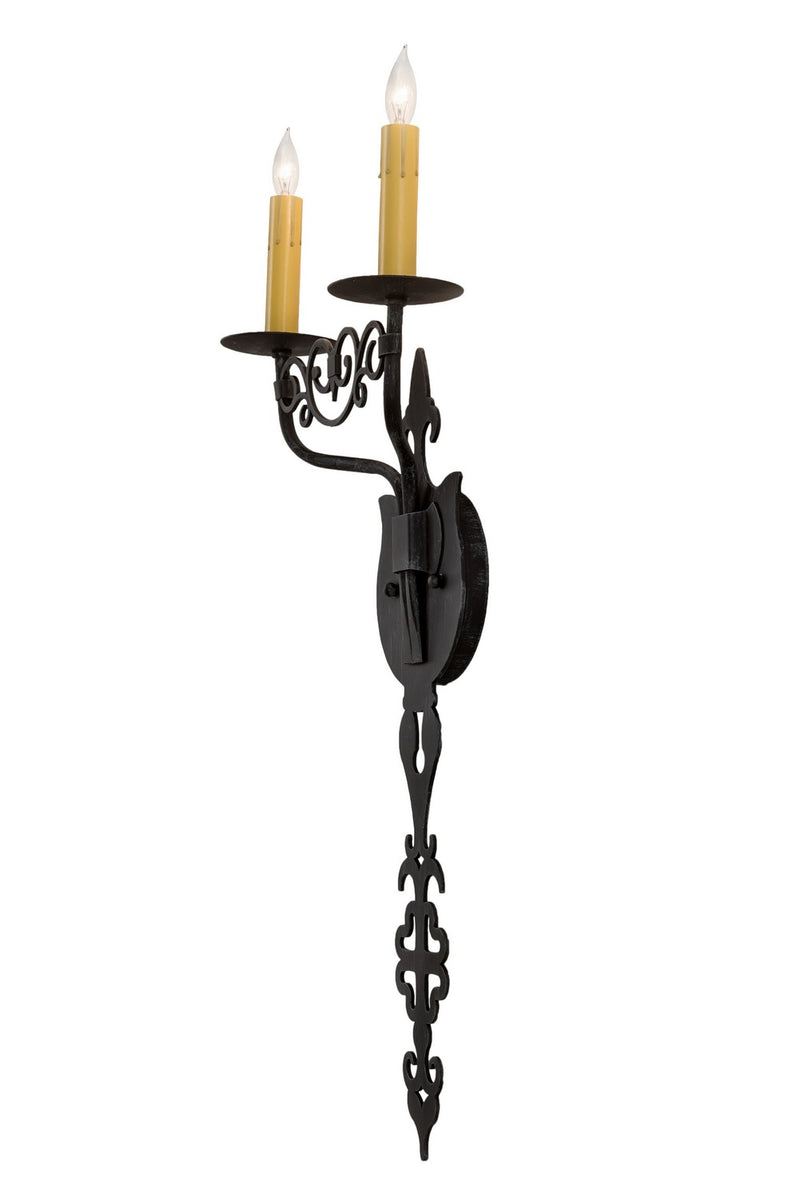 Meyda Tiffany 196246 Two Light Wall Sconce, Antique Iron Gate