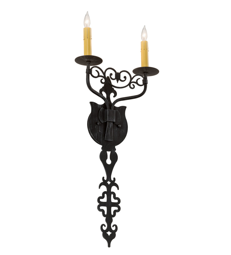 Meyda Tiffany 196246 Two Light Wall Sconce, Antique Iron Gate