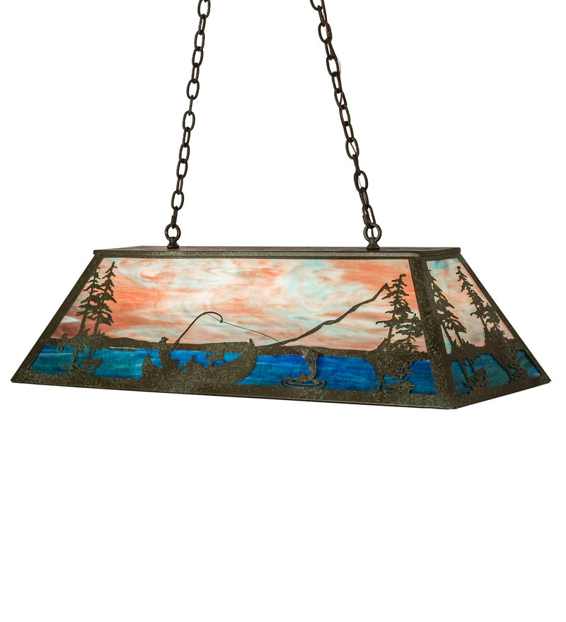 Meyda Tiffany 196601 Six Light Oblong Pendant, Weathered Brass