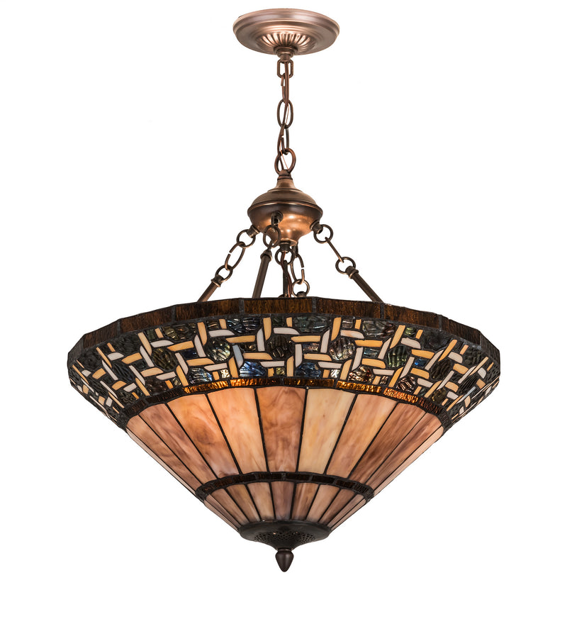 Meyda Tiffany 197687 Six Light Inverted Pendant, Mahogany Bronze