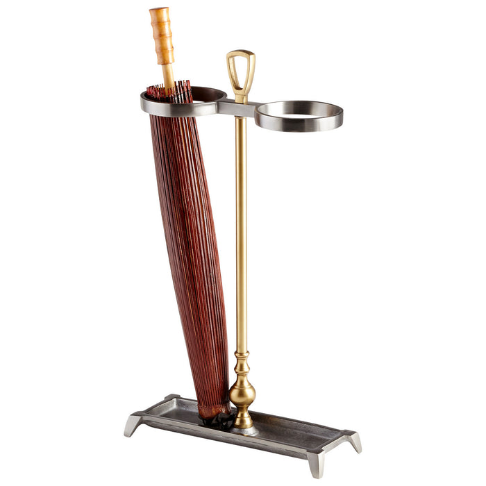Cyan 08938 Umbrella Stand, Satin Grey And Brass