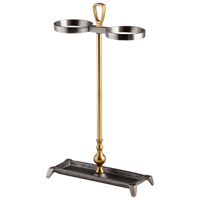 Cyan 08938 Umbrella Stand, Satin Grey And Brass