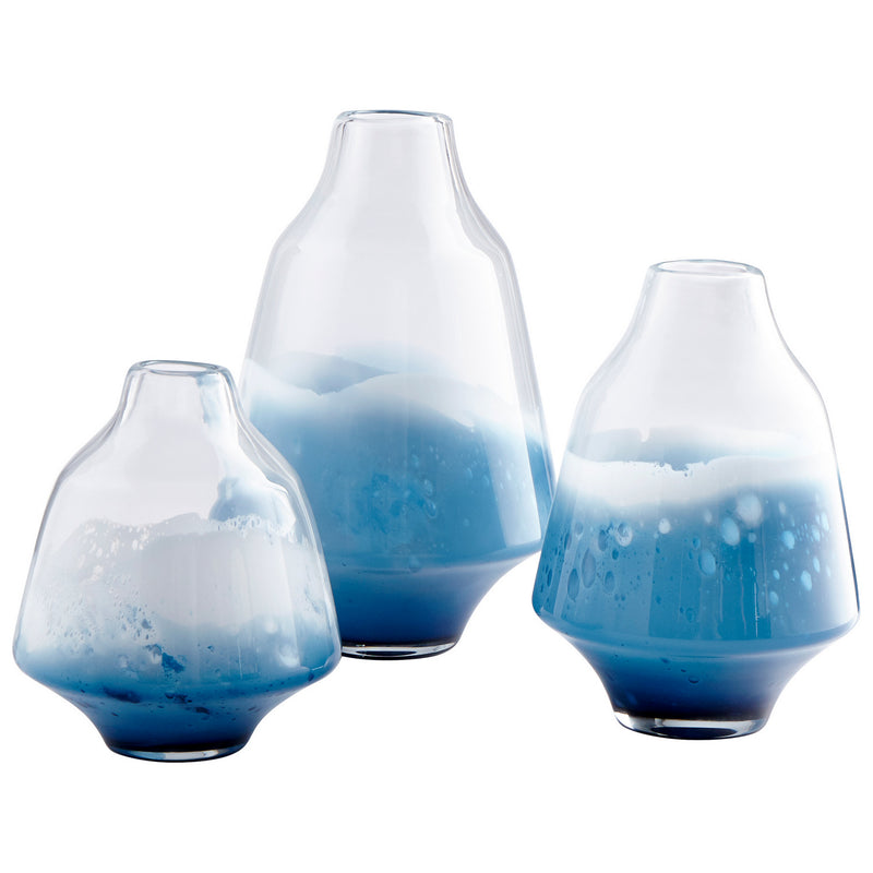 Cyan 09165 Vase, Clear And Cobalt