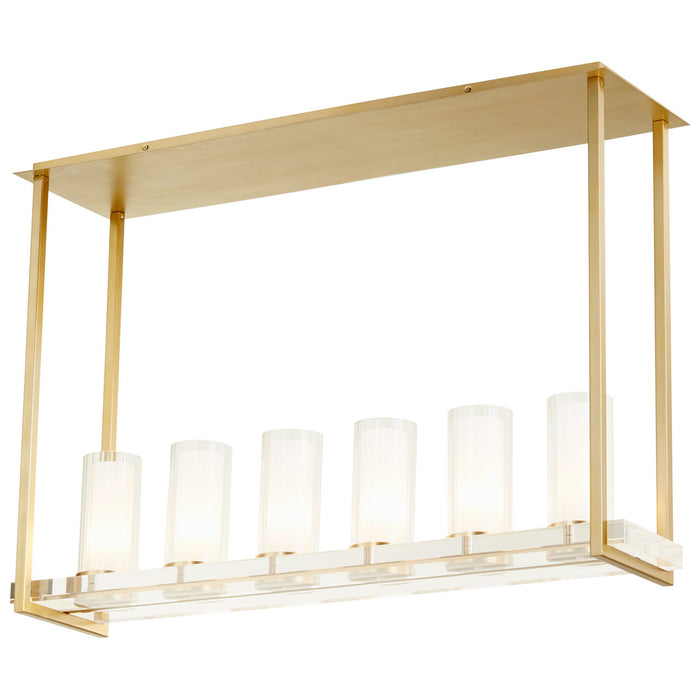 Cyan 09227 Six Light Ceiling Mount, Aged Brass
