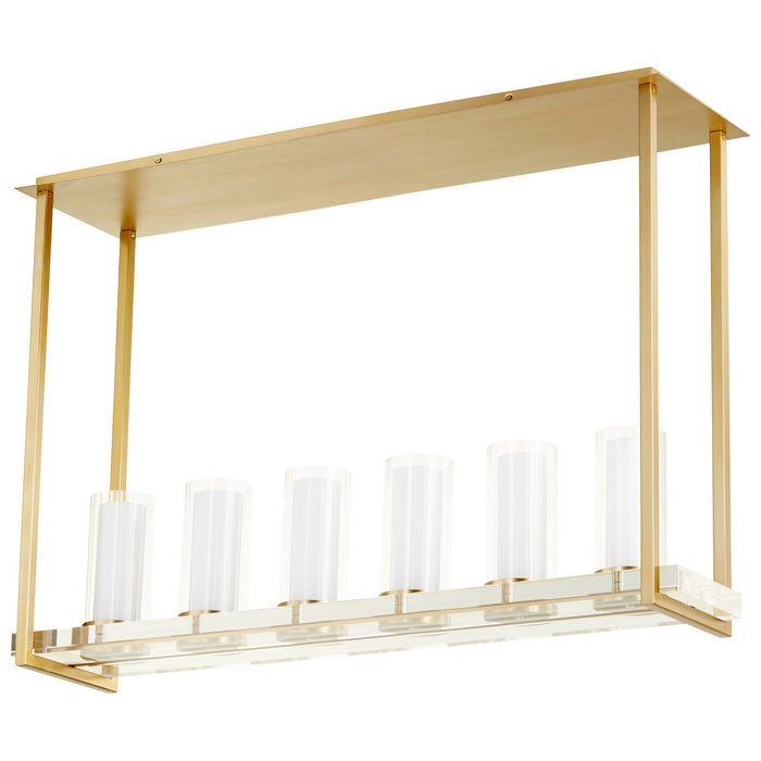 Cyan 09227 Six Light Ceiling Mount, Aged Brass