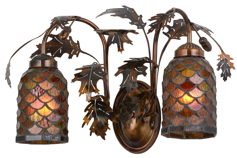 Meyda Tiffany 157211 Two Light Wall Sconce, Transparent Copper