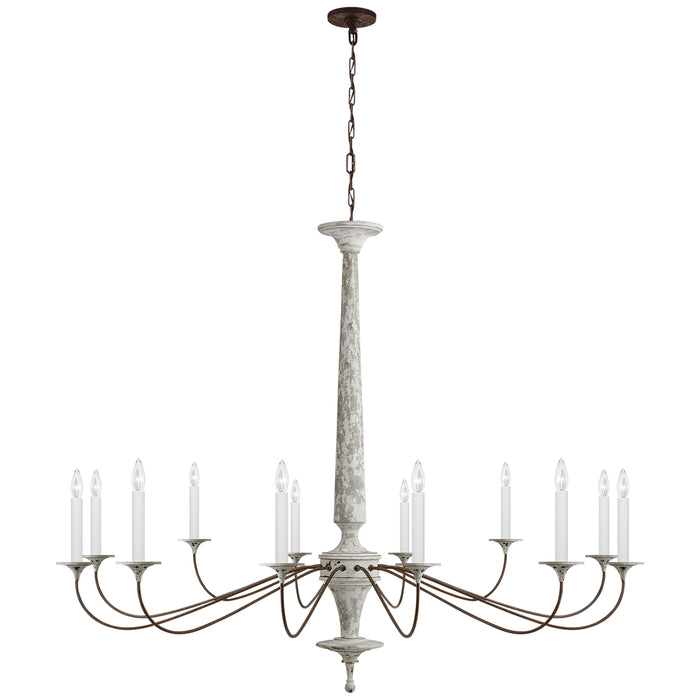 Visual Comfort Signature SK 5350SWH/NR 12 Light Chandelier, Swedish White and Natural Rust