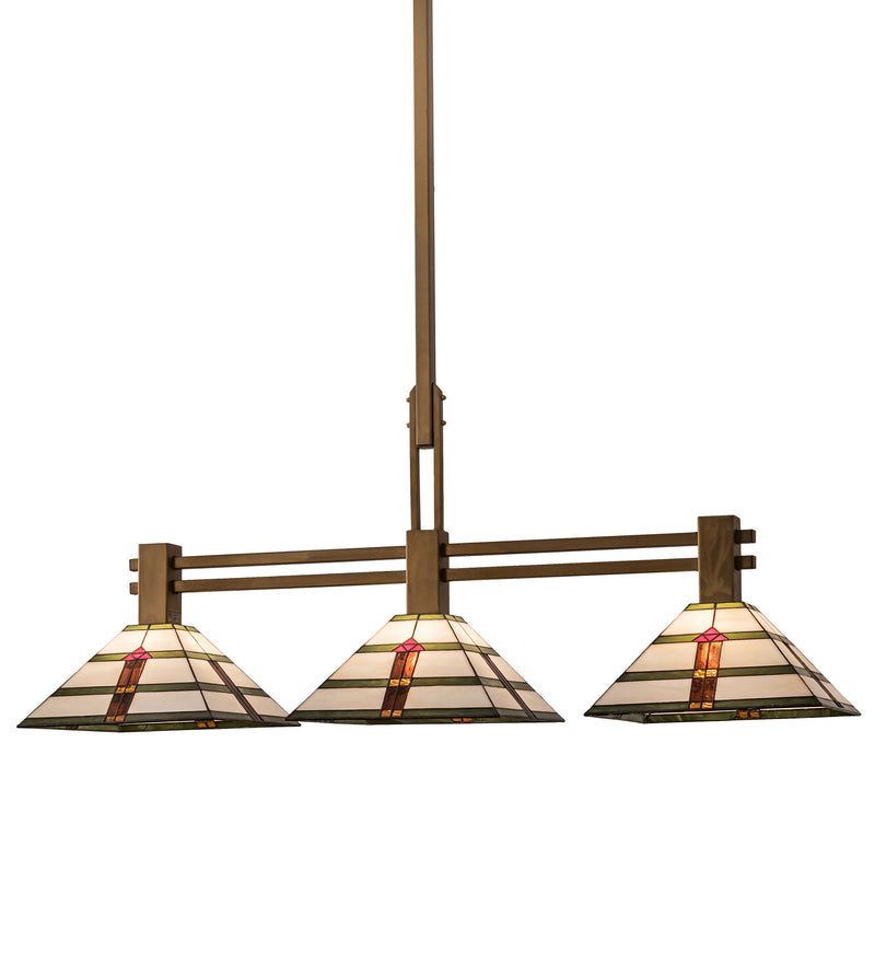 Meyda Tiffany 192590 Three Light Island Pendant, Matte Buttered Brass