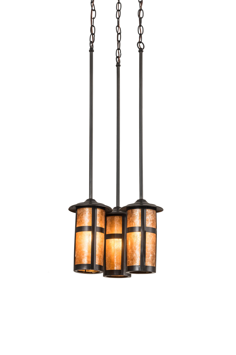 Meyda Tiffany 192830 Three Light Pendant, Craftsman Brown