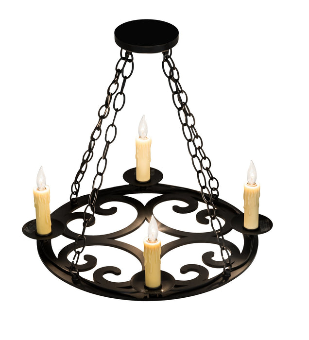 Meyda Tiffany 195714 Four Light Chandelier, Black Metal