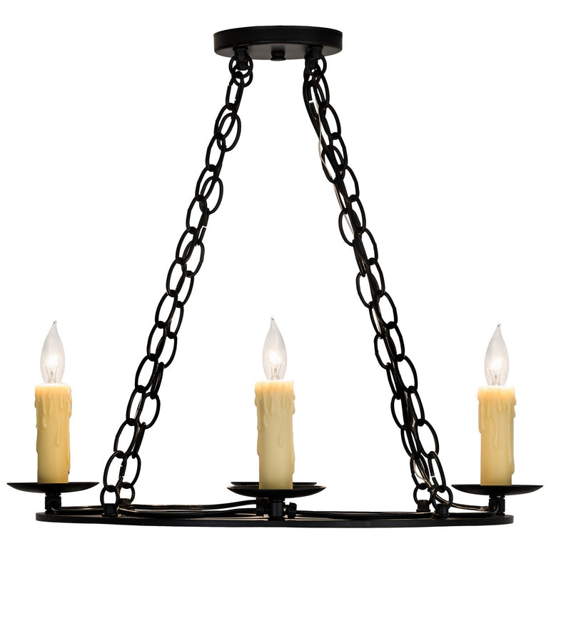 Meyda Tiffany 195714 Four Light Chandelier, Black Metal