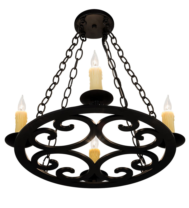 Meyda Tiffany 195714 Four Light Chandelier, Black Metal