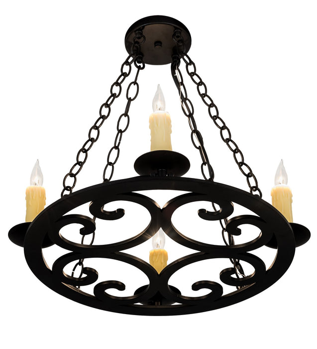 Meyda Tiffany 195714 Four Light Chandelier, Black Metal