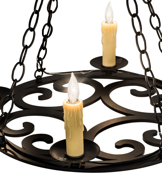 Meyda Tiffany 195714 Four Light Chandelier, Black Metal