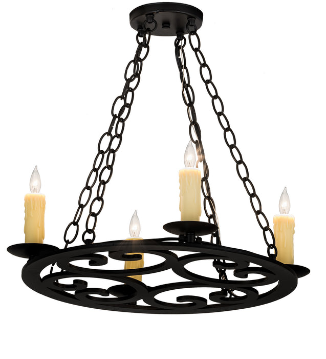 Meyda Tiffany 195714 Four Light Chandelier, Black Metal
