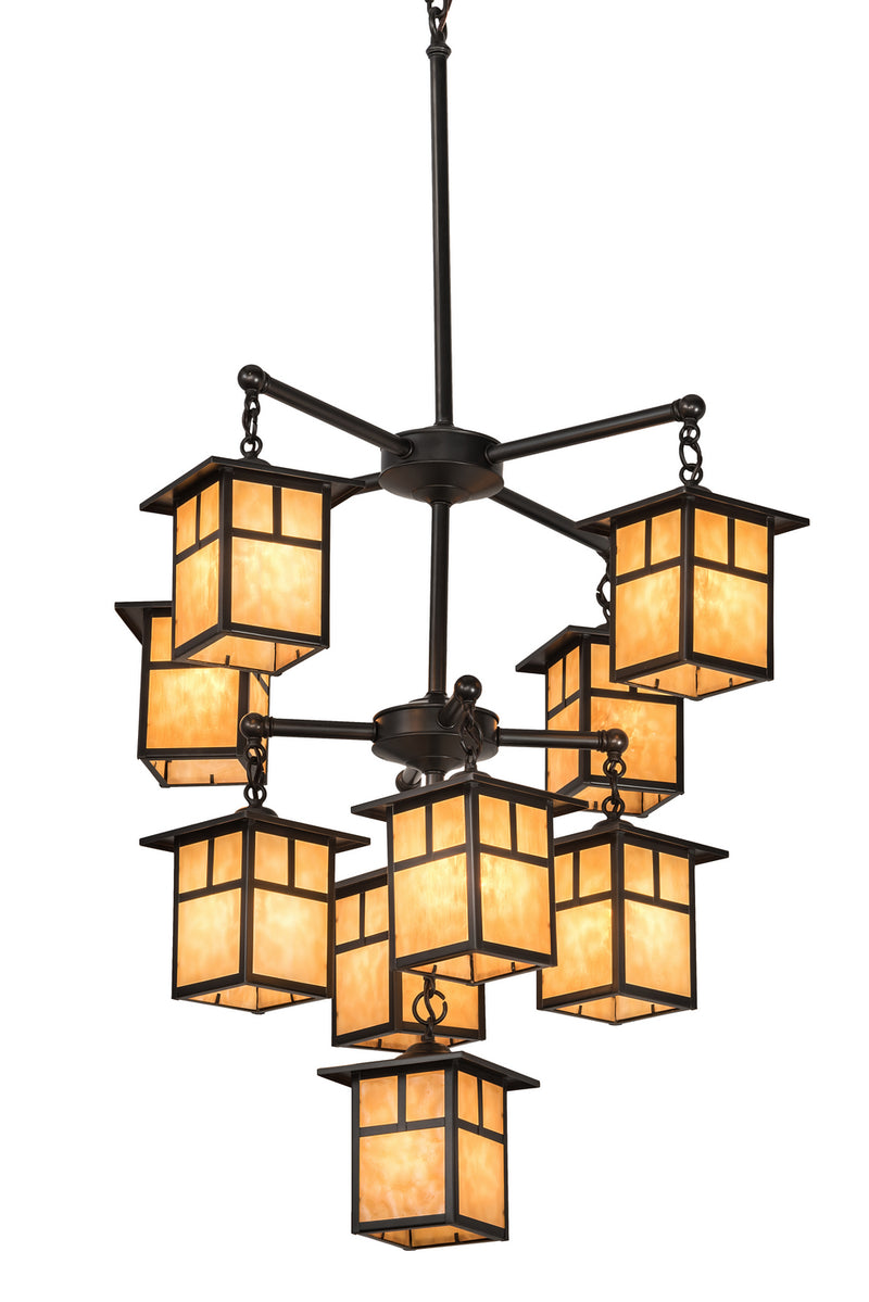 Meyda Tiffany 196321 Nine Light Chandelier, Craftsman Brown