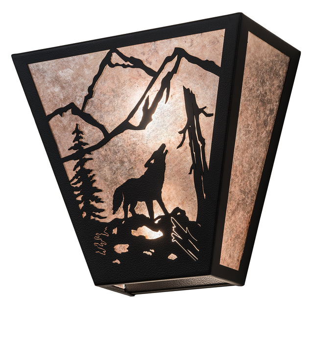 Meyda Tiffany 196969 Two Light Wall Sconce, Black Satin Wrought Iron