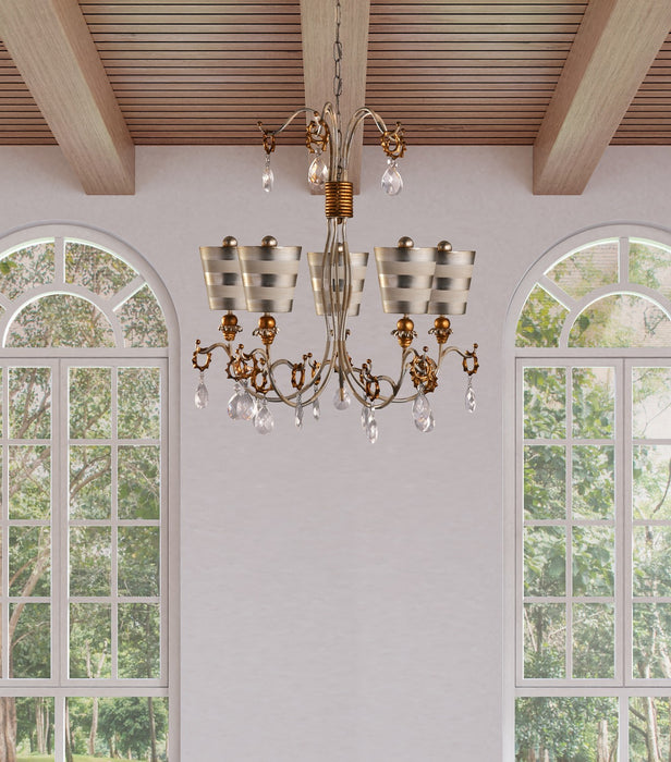 Lucas + McKearn CH1038-S Five Light Chandelier, Cream Patina W/Silver/Gold