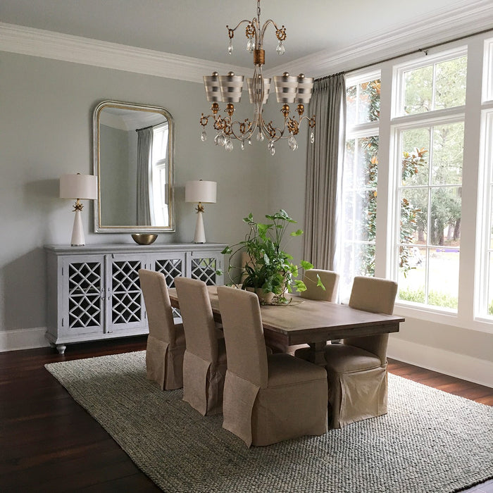 Lucas + McKearn CH1038-S Five Light Chandelier, Cream Patina W/Silver/Gold